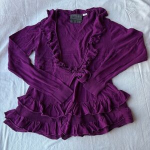 Anthropologie Guinevere Y2K Whimsy Ruffled Women's Wrap Cardigan